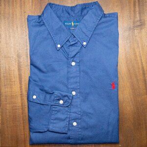 Polo Ralph Lauren Classic Fit Button Down Shirt Navy Blue Red Pony Men’s XXL